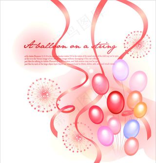 缤纷节日气球彩带烟花背景