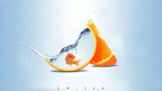 ps合成橘子水中的金鱼