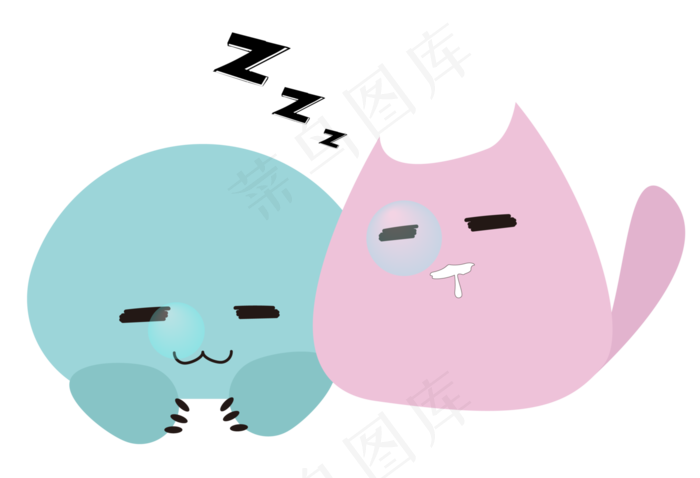 世界睡眠日可爱马卡龙色睡着做美梦的小怪兽矢量素材