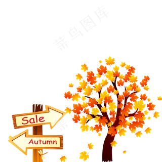 秋天金色枫叶落叶复古金秋叶子png...