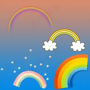 各种彩虹图形免抠素材PSD分层