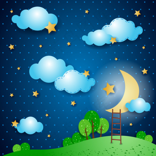 卡通星空招贴画eps,ai矢量模版下载