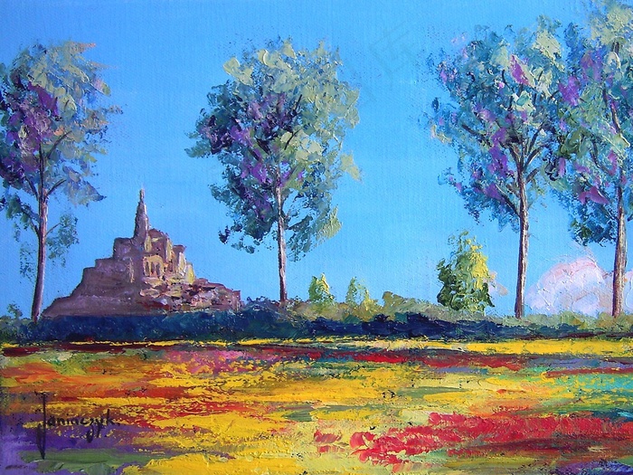 山水风景设计素材油画