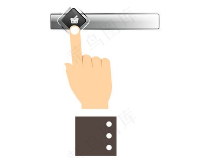 扁平化手按垃圾按钮矢量图