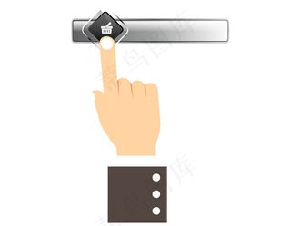 扁平化手按垃圾按钮矢量图