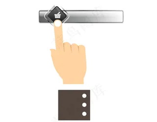 扁平化手按垃圾按钮矢量图