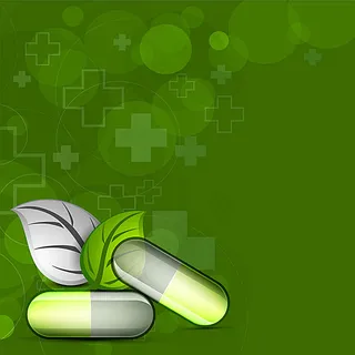 绿草和绿色胶囊