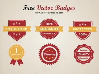 6个红色的宣传标签