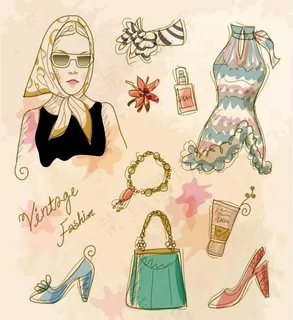 韩国女性时装化妆品搭配矢量素材07 韩国女性时装化妆品搭配矢量素材07