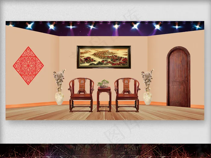 春节晚会小品舞台背景(7085X3544(DPI:300))psd模版下载