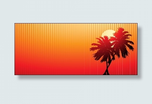 棕榈树在海滩的日落