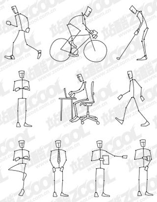 简单的线条画人物动作向量