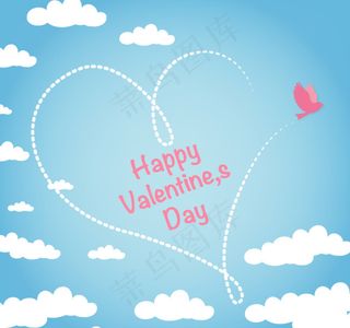 情人节空中的爱心贺卡