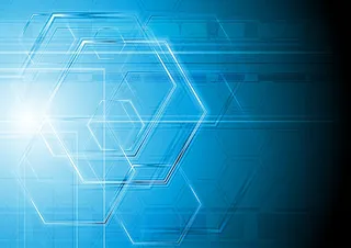 蓝色炫光六边形背景