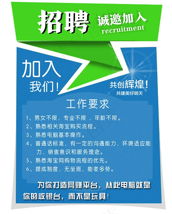 淘宝兼职招聘广告海报psd素材下载