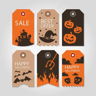 万圣节销售吊牌矢量素材