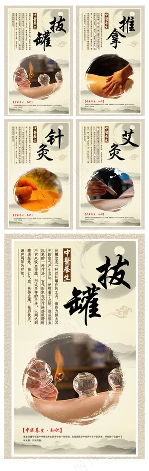 淡雅彩色中医知识文化宣传展板