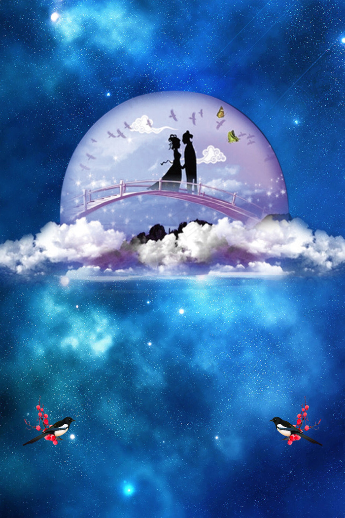 传统七夕节日海报背景