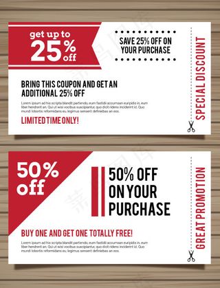 红色系优惠券矢量素材