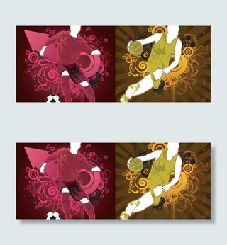 足球和篮球运动插画矢量素材