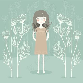 唯美卡通女孩插画