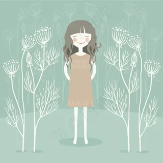 唯美卡通女孩插画