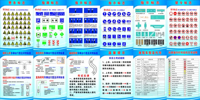 驾校考试警告指示禁令标志制度牌cdr矢量模版下载