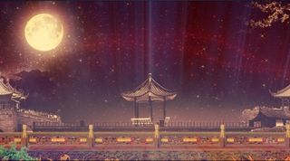 夜色下月光飘洒