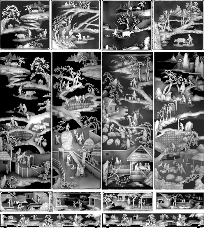 农家乐无框jdp浮雕灰度图