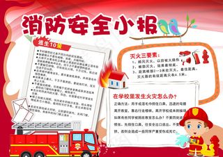 创意消防小报模板设计