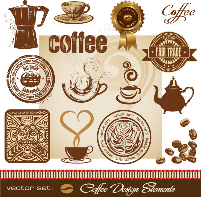 各种欧式风格咖啡元素矢量素材