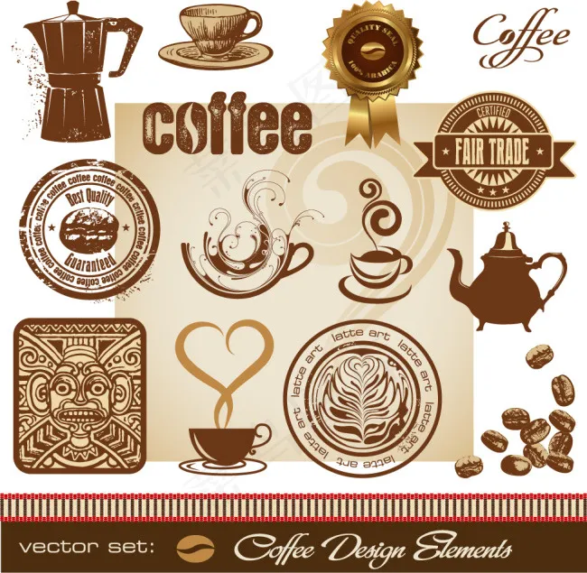 各种欧式风格咖啡元素矢量素材ai矢量模版下载