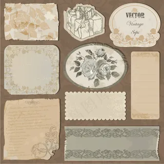 古朴花纹破旧信纸矢量素材