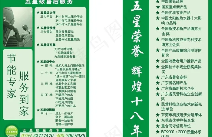 五星太阳能荣誉与售后图片cdr矢量模版下载
