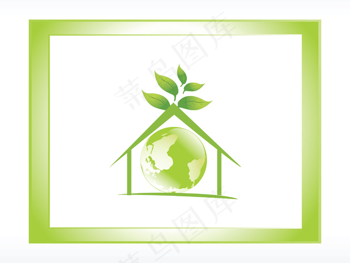 在全球金边绿屋酒店图标