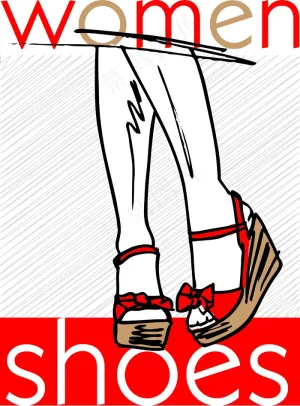 在现代的夏季平台凉鞋矢量插画草图女...