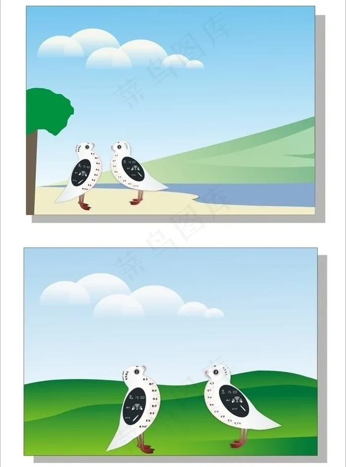 山水风景画图片cdr矢量模版下载