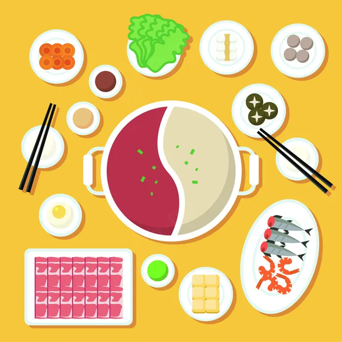 扁平美味川式火锅插画ai矢量模版下载