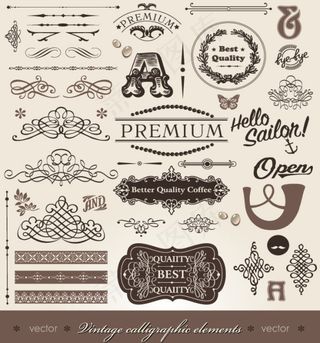 复古元素图案设计矢量素材