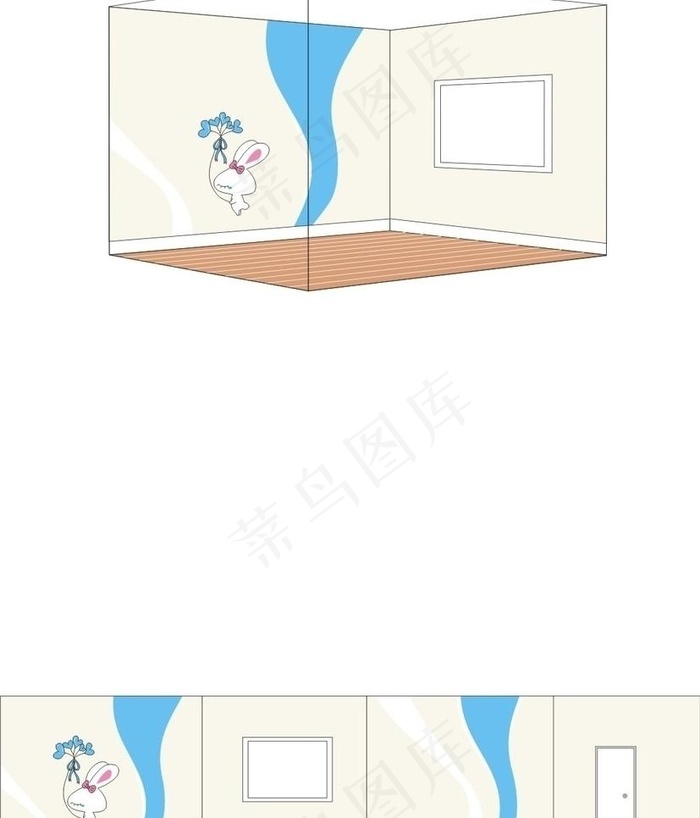小白兔儿童墙纸图片