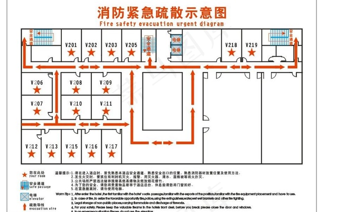 消防指示图 走火图 平面图 酒店 ...cdr矢量模版下载