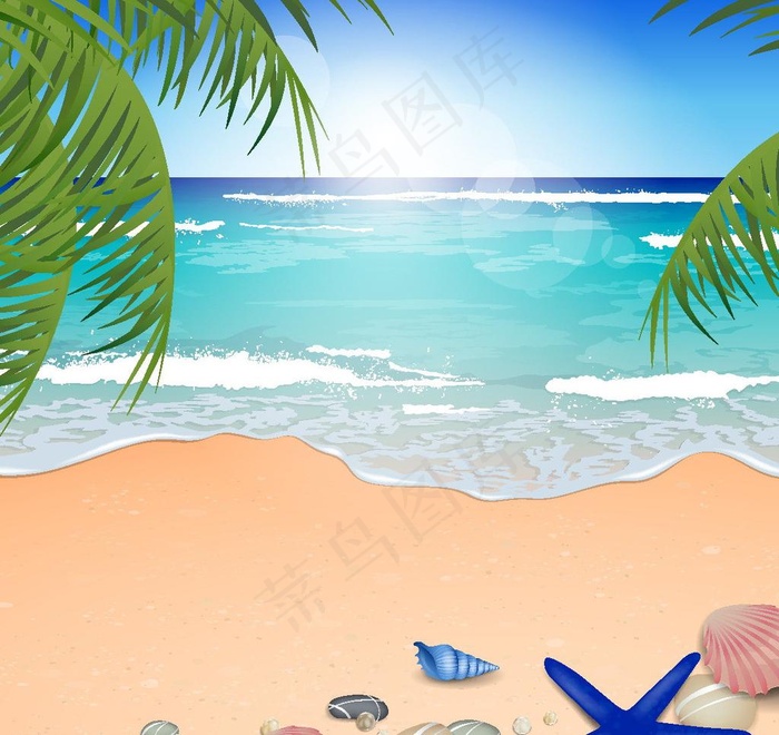 夏日海滩矢量素材图片ai矢量模版下载