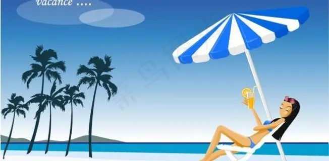 海滩夏日度假女郎图片