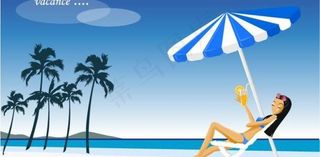 海滩夏日度假女郎图片