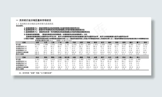 洗衣机行业分地区基本市场状况