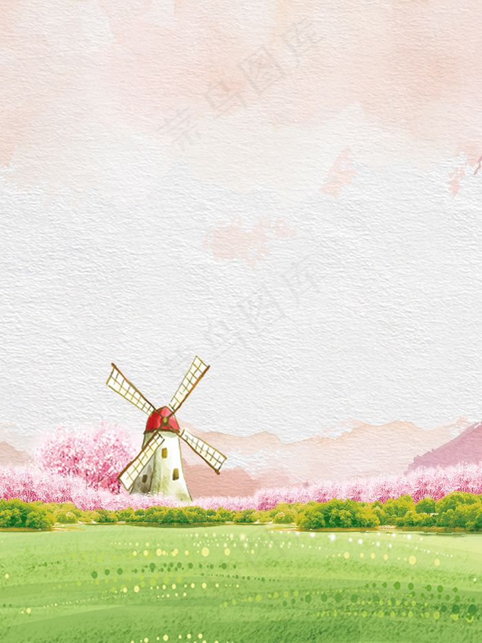 手绘花田幼儿园招生海报背景