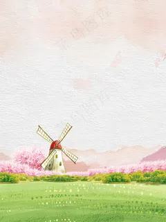 手绘花田幼儿园招生海报背景