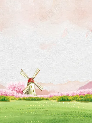 手绘花田幼儿园招生海报背景