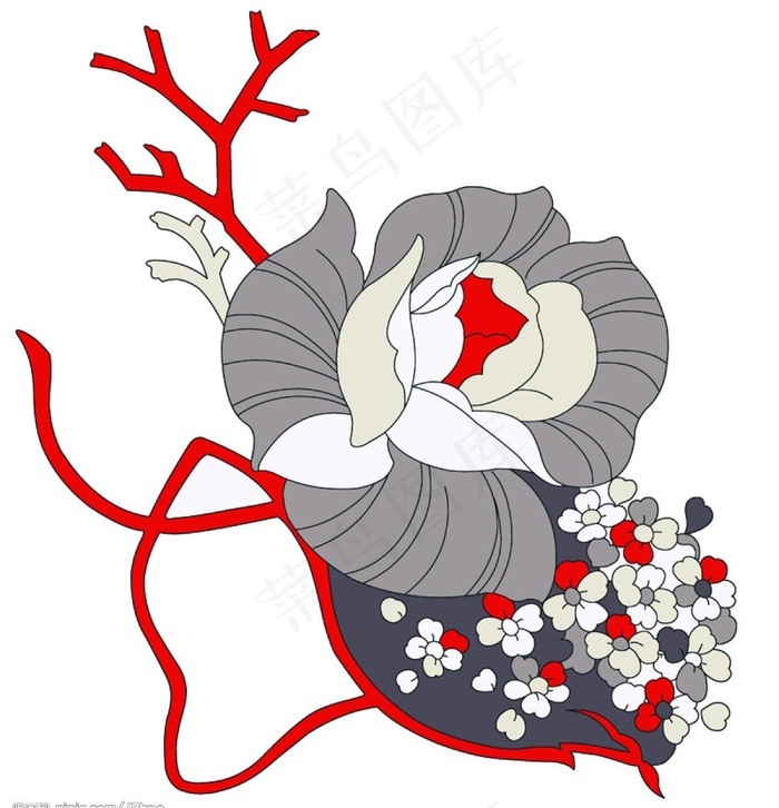 手绘线描效果玫瑰花psd分层素材2...psd模版下载