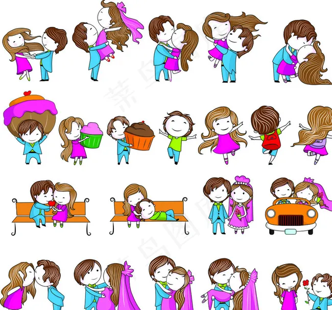 结婚卡通人物图片cdr矢量模版下载